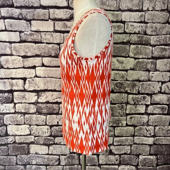 Chico's Orange & White Ribbed Scoop Neck Sleeveless Tank Size L - Picture 4 of 8